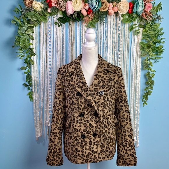Anthropologie Jackets & Blazers - Anthropologie Pins+Needles Leopard Pea Coat Large